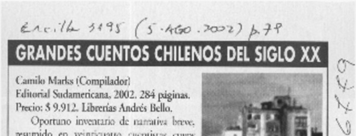 Grandes cuentos chilenos del siglo XX  [artículo] Floridor Pérez
