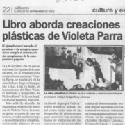 Libro aborda creaciones plásticas de Violeta Parra  [artículo]
