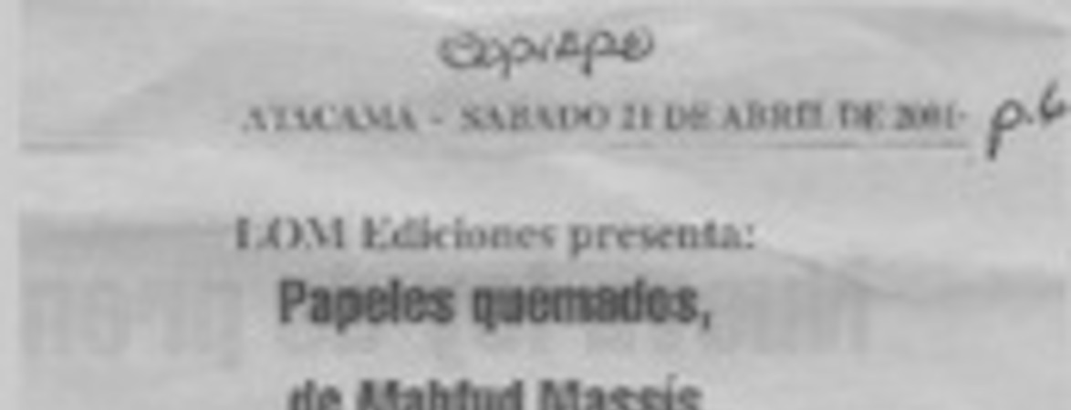 Papeles quemados, de Mahfud Massis