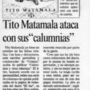 Tito Matamala ataca con sus "calumnias"  [artículo]
