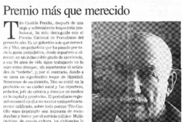 Premio más que merecido  [artículo] Emilio Filippi M.