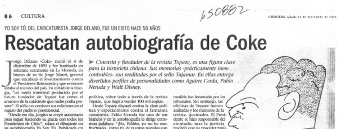 Rescatan autobiografía de Coke  [artículo]