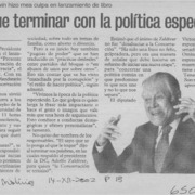 "Hay que terminar con la política espectáculo"  [artículo] Rubén Bravo