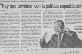 "Hay que terminar con la política espectáculo"  [artículo] Rubén Bravo