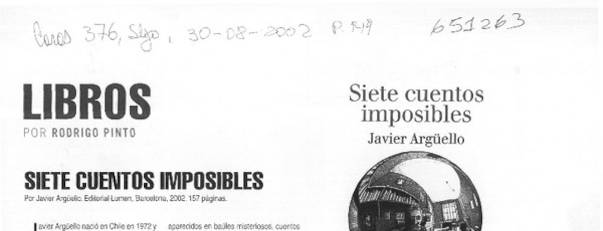 Siete cuentos imposibles  [artículo] Rodrigo Pinto