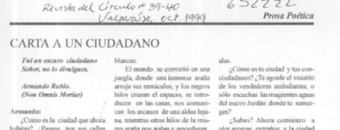 Carta a un ciudadano  [artículo] Lila Lorca