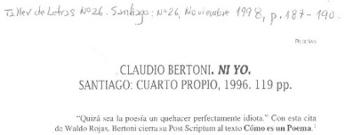 Ni yo  [artículo] Sergio Coddou Mc Manus