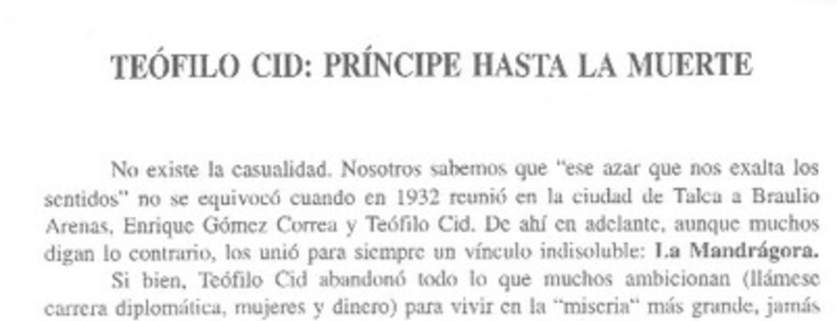 Teófilo Cid, príncipe hasta la muerte  [artículo] Rodrigo Hernández