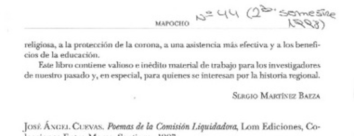 Poemas de la comisión liquidadora  [artículo] María Luz Moraga E.