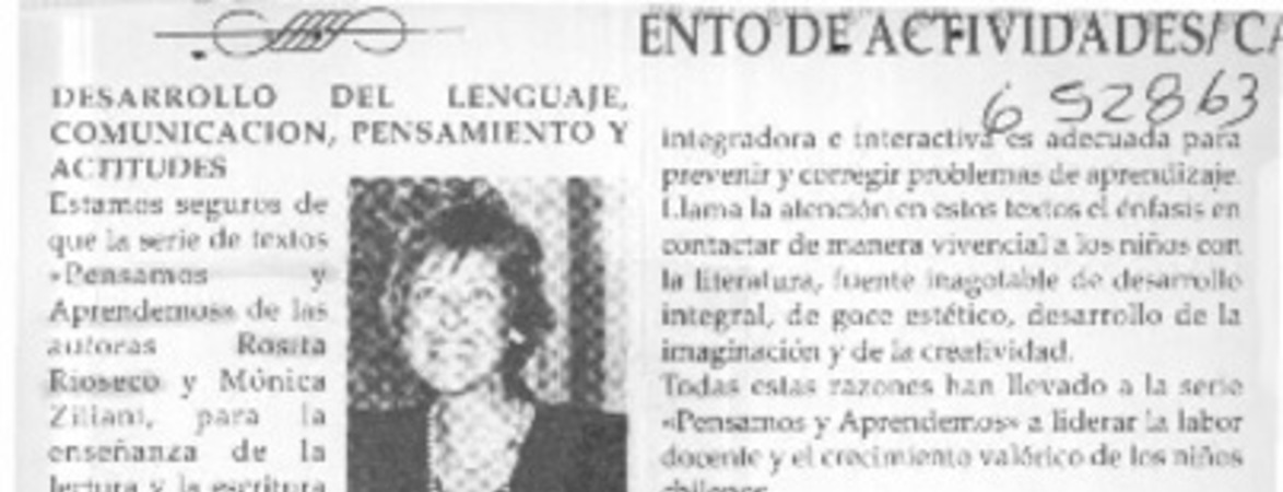 Desarrollo del lenguaje, comunicación, pensamiento y actitudes  [artículo]