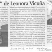 "Mitografías" de Leonora Vicuña  [artículo] Ramón Díaz Eterovic