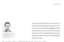 Entrevista a escritores chilenos  [artículo] Eduardo Guerrero del Río