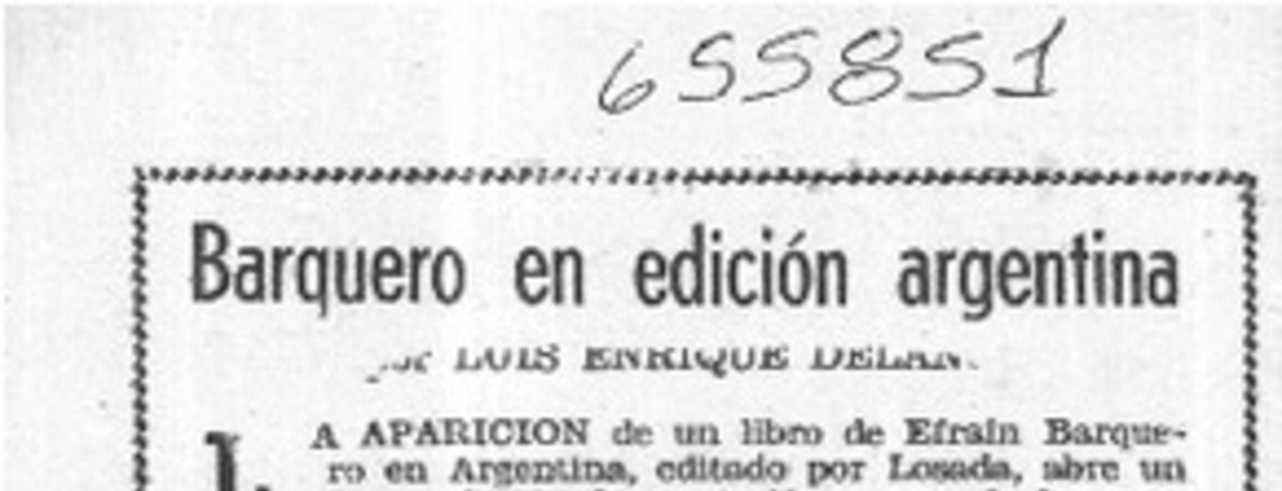 Barquero en edición argentina  [artículo] Luis Enrique Délano.