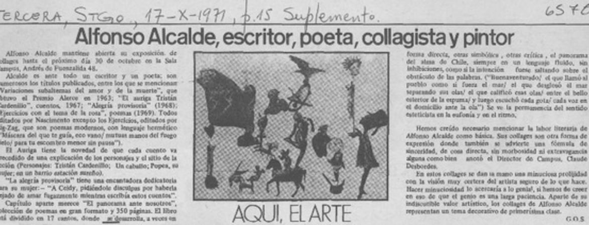 Alfonso Alcalde, escritor, poeta, collagista y pintor