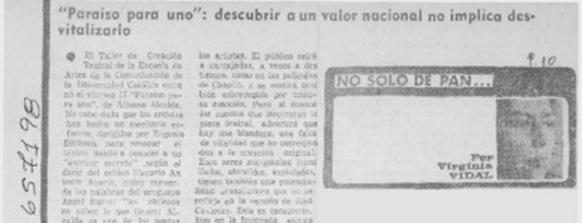 "Paraíso para uno", descubrir a un valor nacional no implica desvitalizarlo