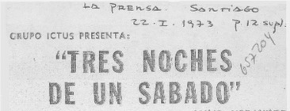 "Tres noches de un sábado"