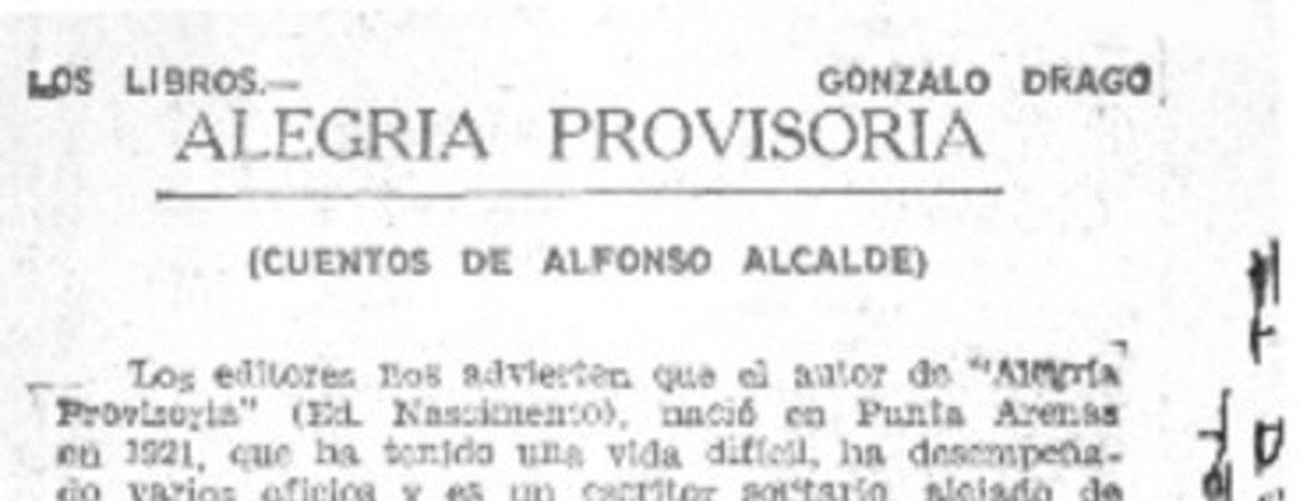 Alegría provisoria  [artículo] G. D.