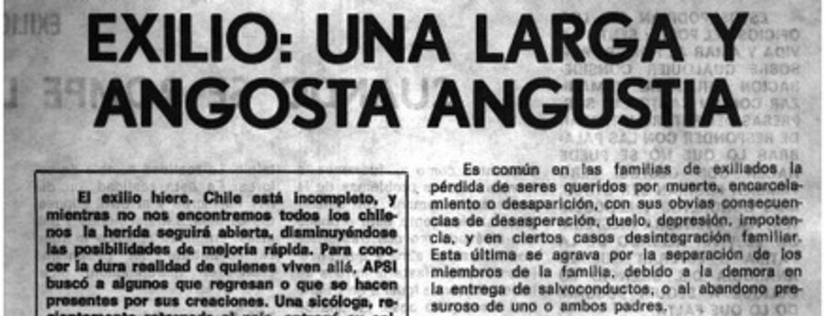 Exilio: una larga y angosta angustia