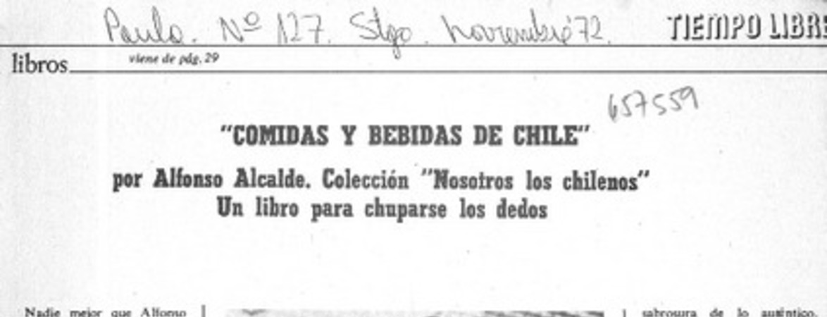 Comidas y bebidas de Chile  [artículo] M. S.