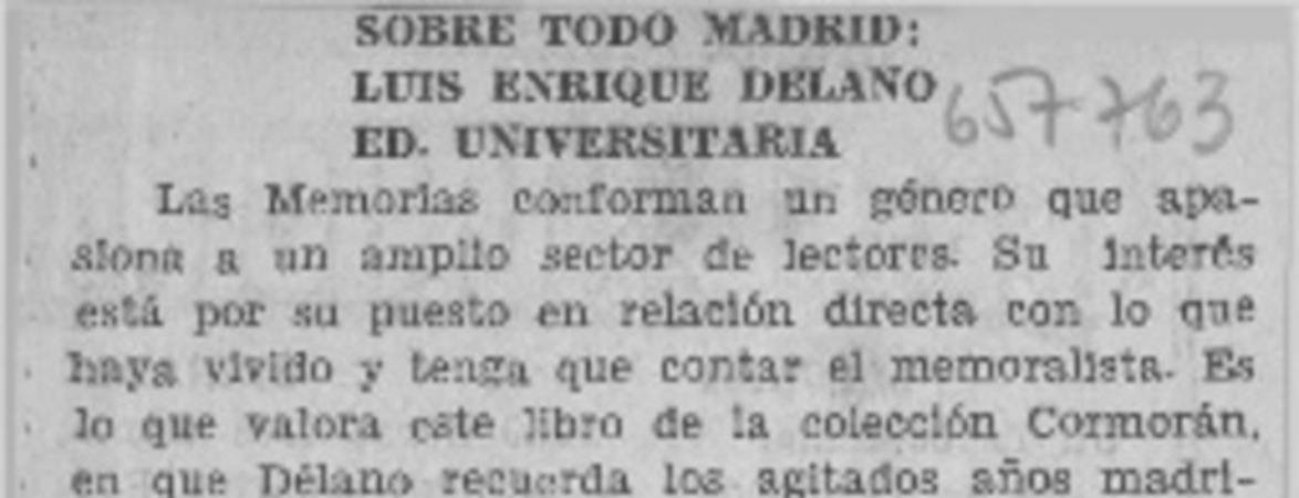 Sobre todo Madrid  [artículo] Floridor Pérez.