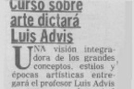 Curso sobre arte dictará Luis Advis.
