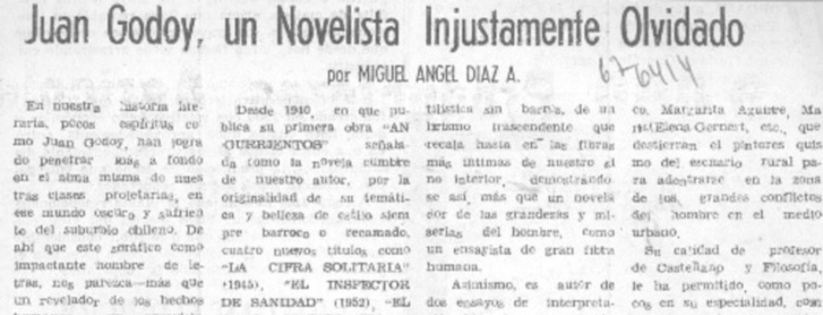 Juan Godoy, un novelista injustamente olvidado