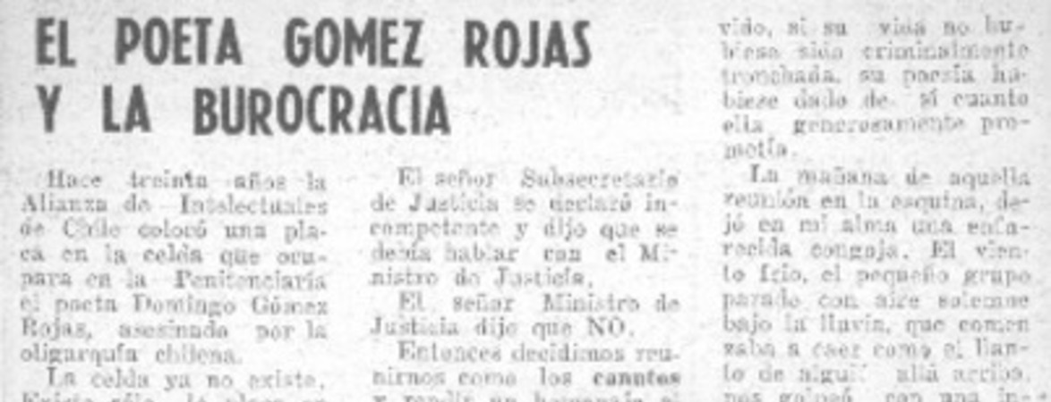 El poeta Gómez Rojas y la burocracia