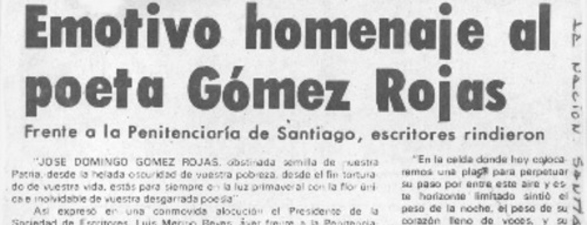 Emotivo homenaje al poeta Gómez Rojas