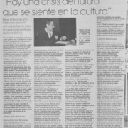 Hay una crisis del futuro que se siente en la cultura"