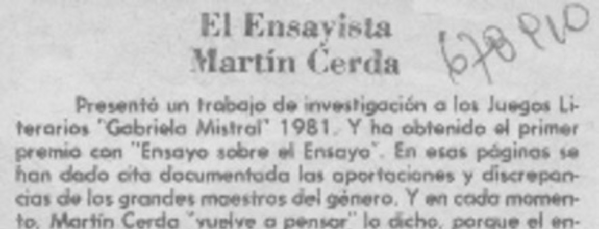 El ensayista Martín Cerda