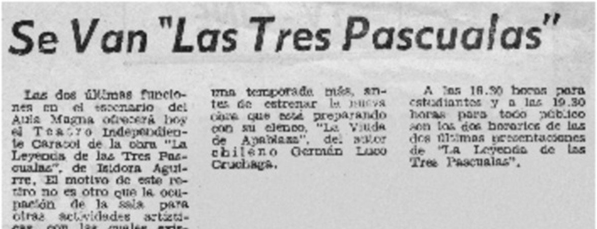 Se van "Las tres pascualas".