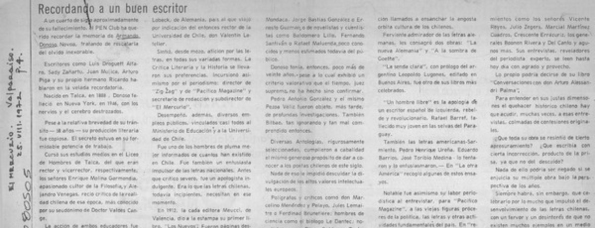 Recordando a un buen escritor