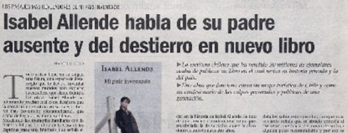 Isabel Allende habla de su padre ausente y del destierro en nuevo libro