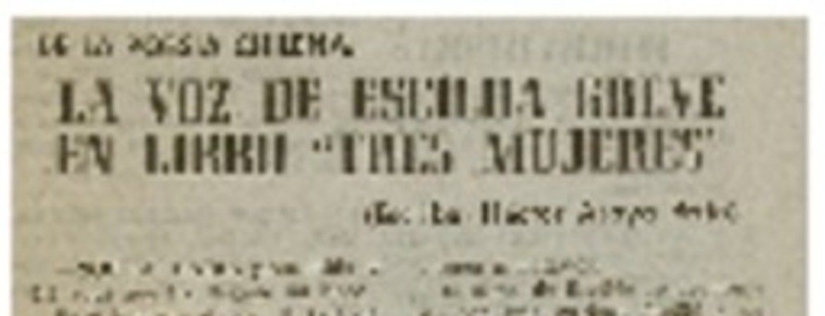 La Voz de Escilda Greve en libro "Tres mujeres"