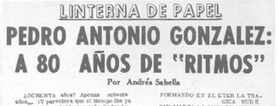 Pedro Antonio González: a 80 años de "ritmos"