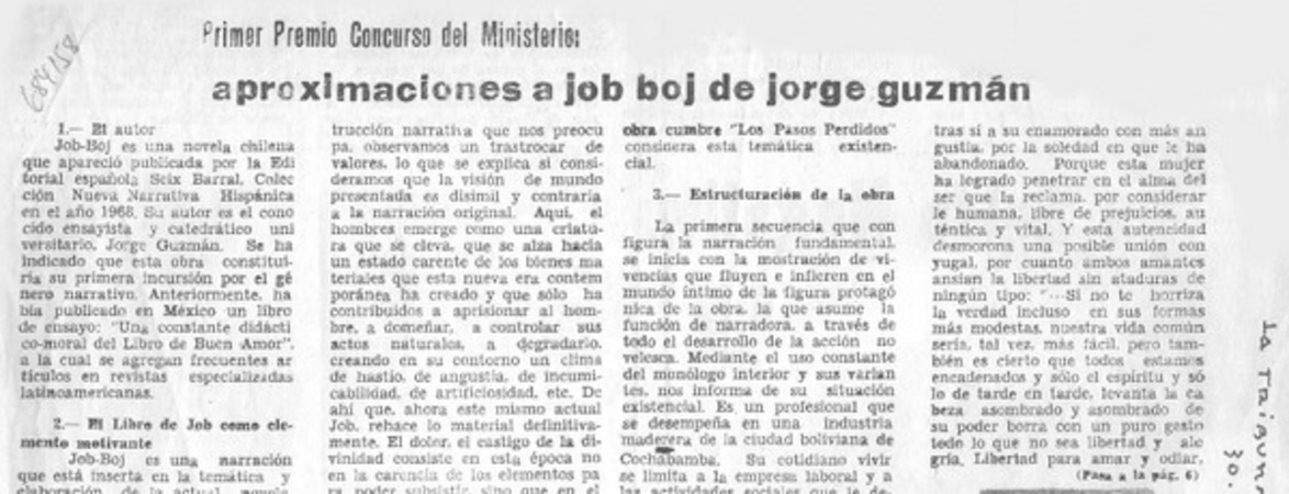 Aproximaciones a job boj de Jorge Guzmán