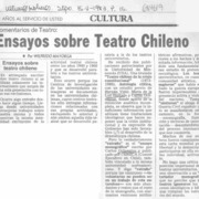Ensayos sobre teatro chileno.