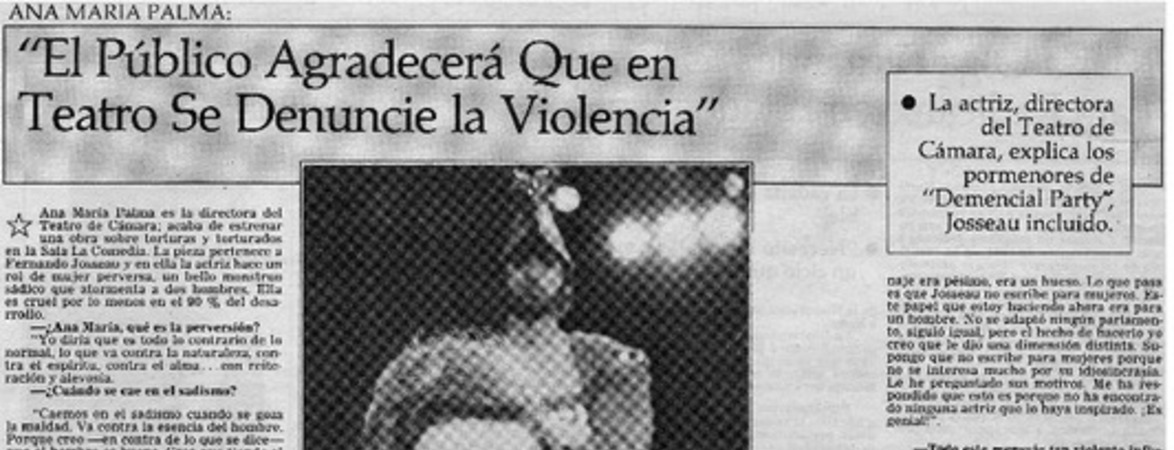 El público agradecerá que en teatro se denuncie la violencia" : [entrevista]