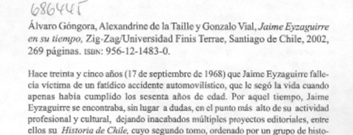 Jaime Eyzaguirre en su tiempo