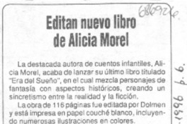 Editan nuevo libro de Alicia Morel.