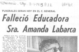 Falleció educadora Sra. Amanda Labarca.