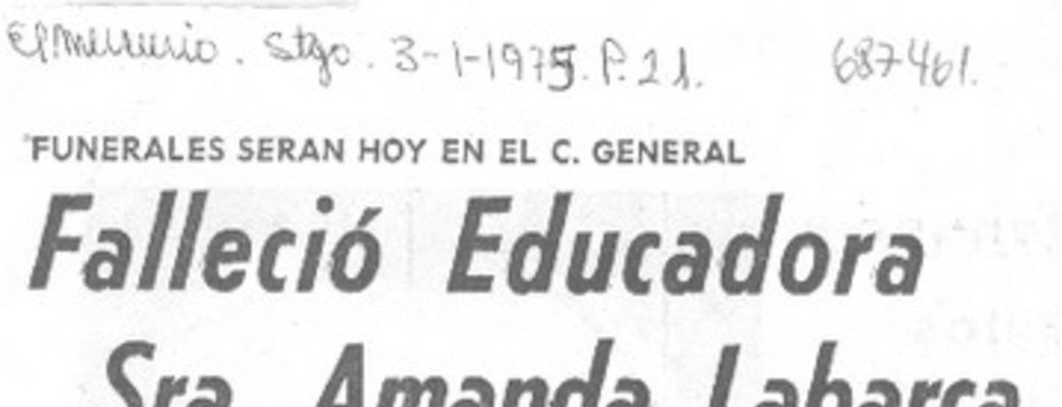 Falleció educadora Sra. Amanda Labarca.