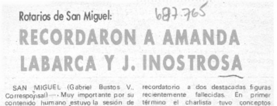 Recordaron a Amanda Labarca y J. Inostrosa.