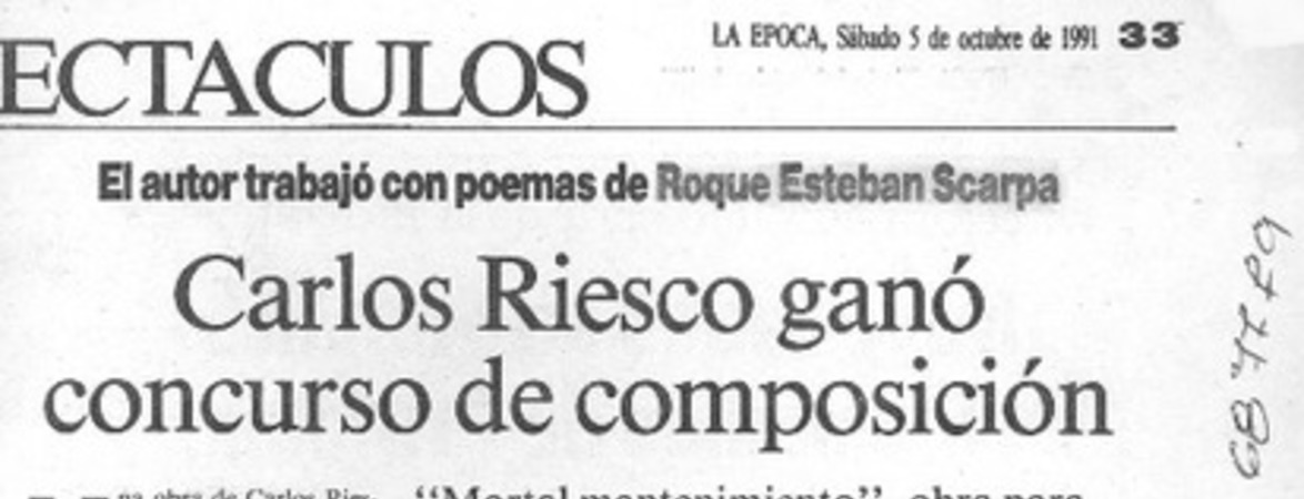 Carlos Riesco ganó concurso de composición.