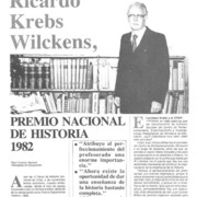 Ricardo Krebs Wilckens, Premio Nacional de Historia 1982