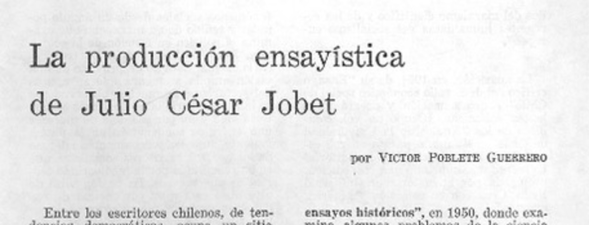 La producción ensayística de Julio César Jobet