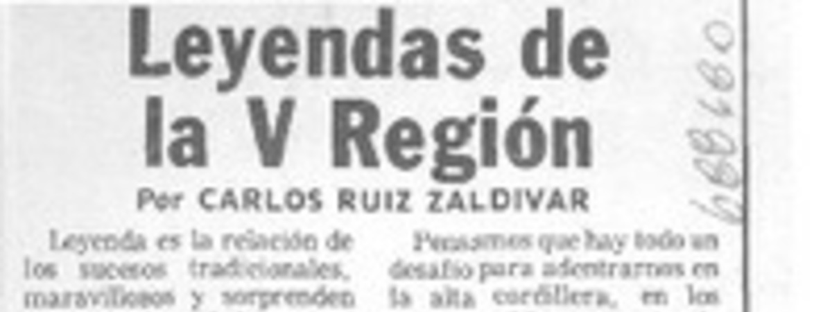 Leyendas de la V. región