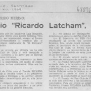 Premio "Ricardo Latcham", 1969.