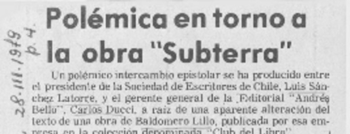 Polémica en torno a la obra "Subterra".