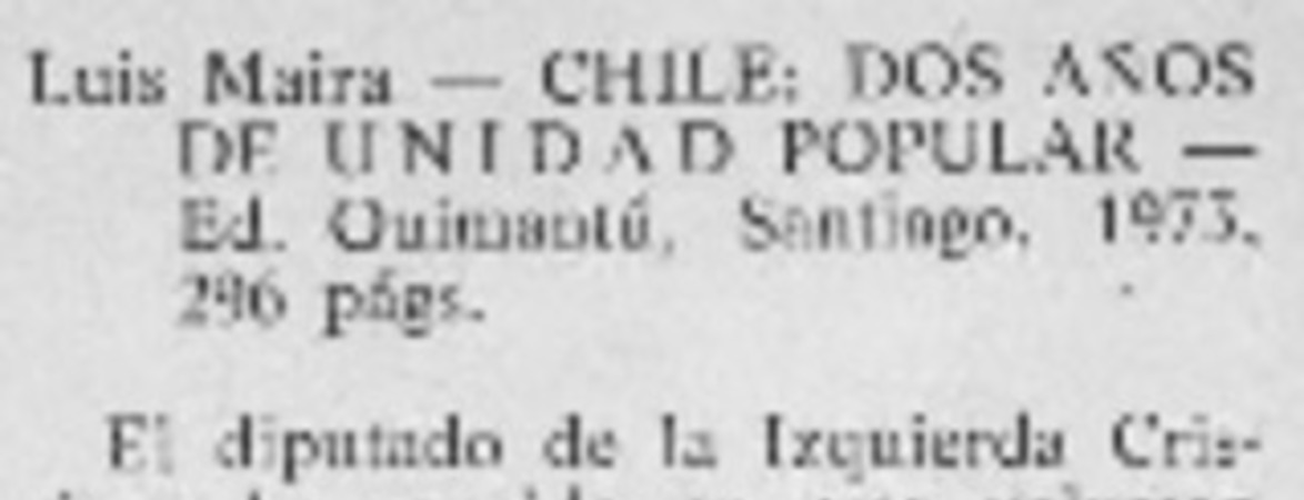 Chile: dos años de unidad popular